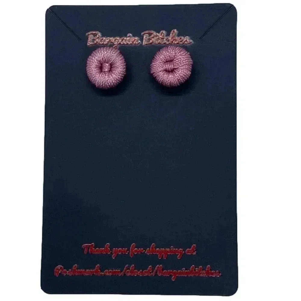 New Pink crochet thread button stud earrings retro summer earrings‎ earrings